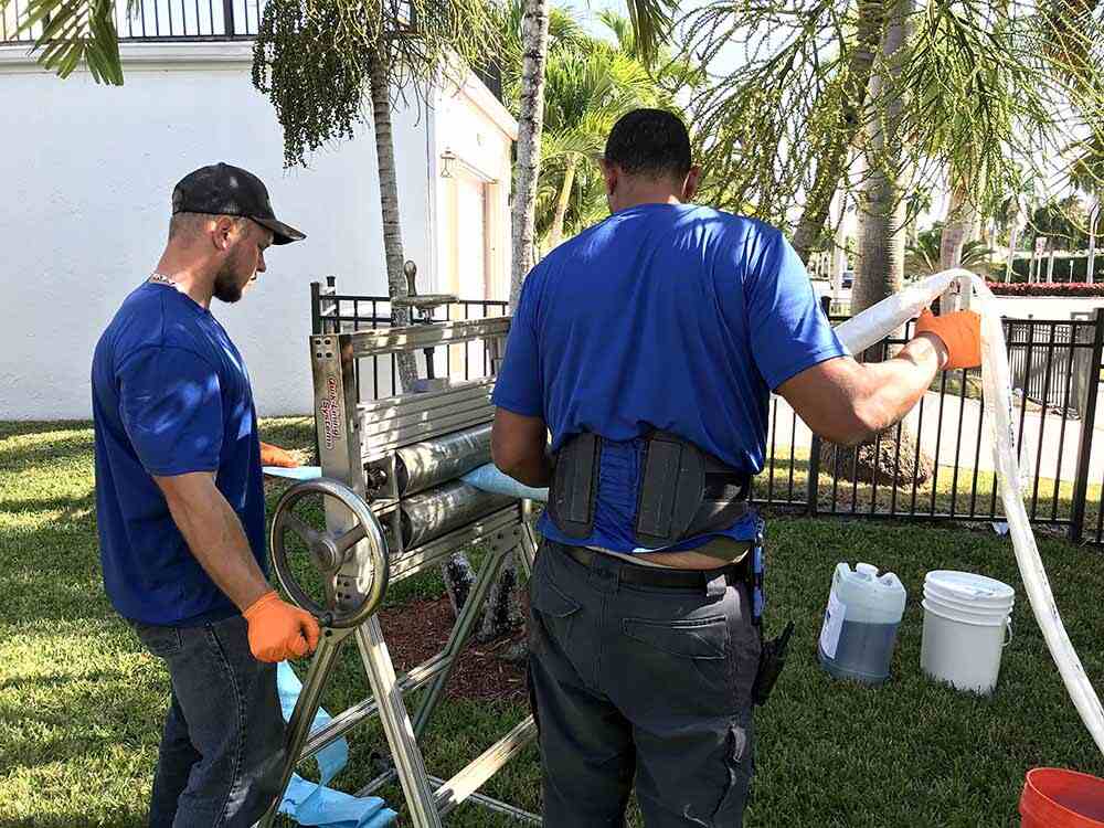 an image of a finished trenchless pipe / ongoing trenchless activity an image of a finished trenchless pipe / ongoing trenchless activity