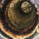 pipe interior with scale buildup