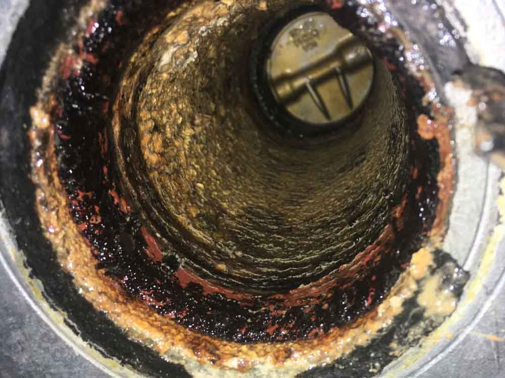 pipe interior with scale buildup